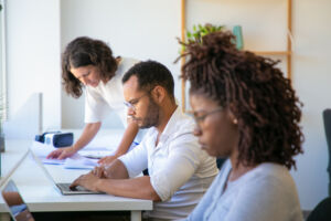 Students working on computers